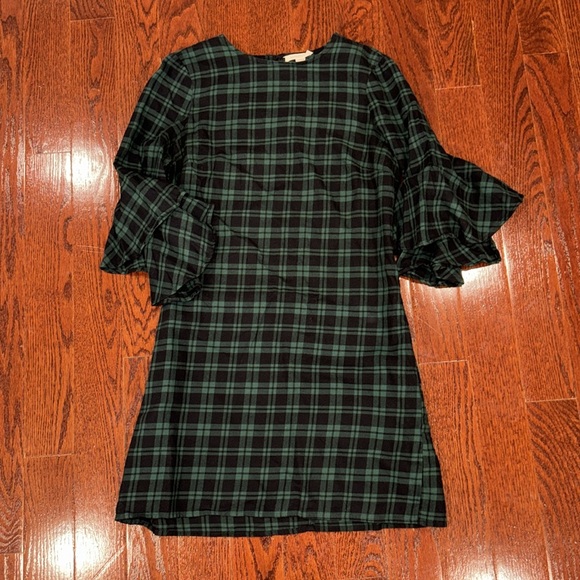 beachlunchlounge Delphina Plaid Ruffle Bell Sleeve Dress - Picture 2 of 4